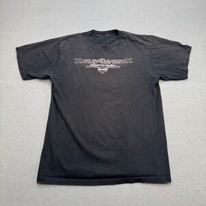 Harley-Davidson T-Shirt Men's Large Black Steve Drane Short Sleeve Grunge Moto